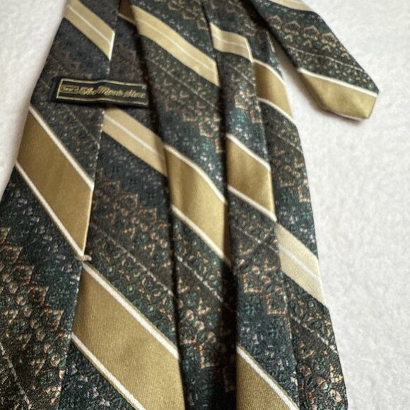 2 Vintage Sears The Men's Store Neck Tie Brown Blue Gold Tan - Picture 5 of 11